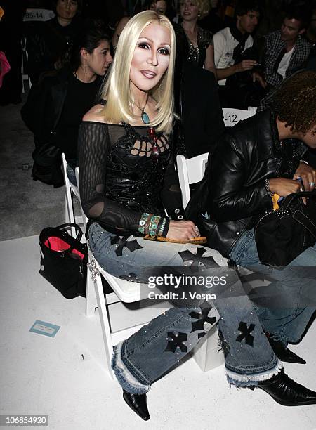 Cher look-alike during Mercedes-Benz Fall 2005 L.A. Fashion Week at Smashbox Studios - Grey Ant - Front Row and Backstage at Smashbox Studios in...