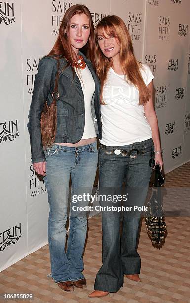 Katie Flynn and Jane Seymour during Bono, Ali Hewson and Designer Rogan Gregory Launch New "Conscious Commerce" Clothing Line at Saks Fifth Avenue...