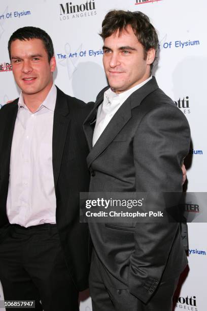 Balthazar Getty and Joaquin Phoenix during The Art of Elysium Presents Russel Young "fame, shame and the realm of possibility" Hosted by Balthazar...