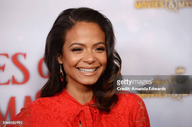 Actress and singer Christina Milian arrives at the Hallmark Channel "Once Upon A Christmas Miracle" screening and holiday party at 189 by Dominique...