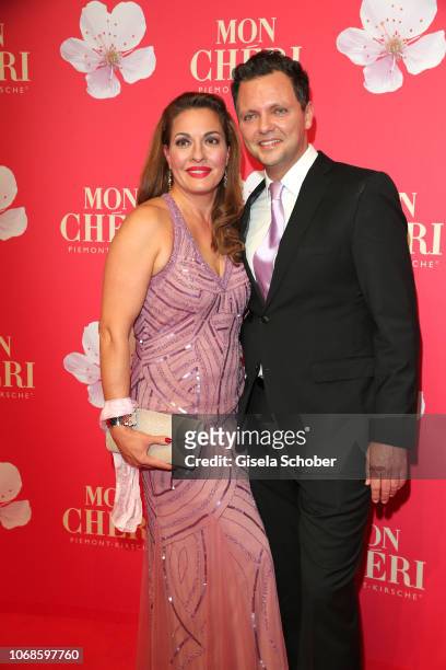 Julia Dahmen and her husband Carlo Fiorito during the Mon Cheri Barbara Tag at Alte Bayerische Staatsbank on December 4, 2018 in Munich, Germany.