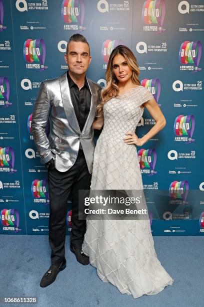 Robbie Williams and Ayda Field attend the Opening Night Gala of "The Band" to benefit the Elton John AIDS Foundation supported by The Evening...