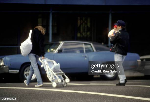 Michael J. Fox, Tracy Pollan, and Son Sam Fox during Michael J. Fox and Tracy Pollan Sighting on the Streets of New York City - February 18, 1990 at...