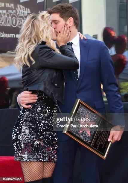 Actress Luisana Lopilato attends the ceremony to honor Singer Michael Bublé with Star on the Hollywood Walk Of Fame on November 16, 2018 in...