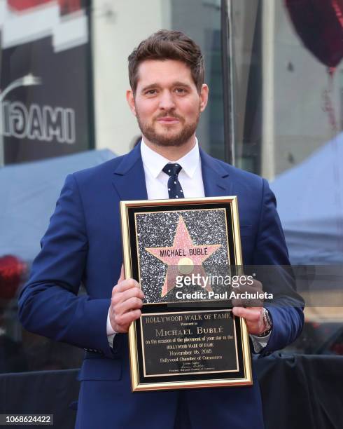 Singer Michael Bublé is honored with Star on the Hollywood Walk Of Fame on November 16, 2018 in Hollywood, California.