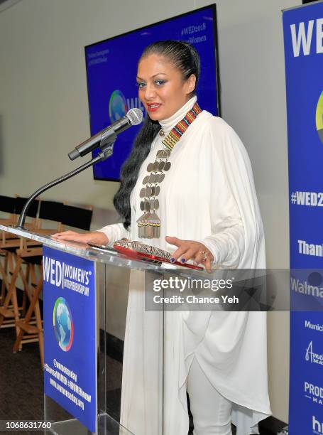 Donna D'Cruz speaks during 2018 Women's Entrepreneurship Day at United Nations on November 16, 2018 in New York City.