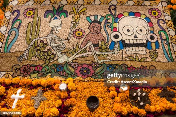 dia de muertos decorations in san miguel de allende, mexico - day of the dead stock pictures, royalty-free photos & images