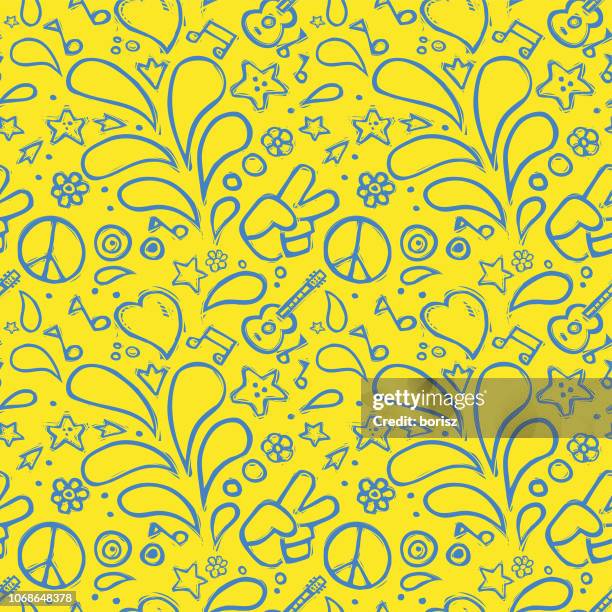 seamless hippie pattern. - hippy stock illustrations