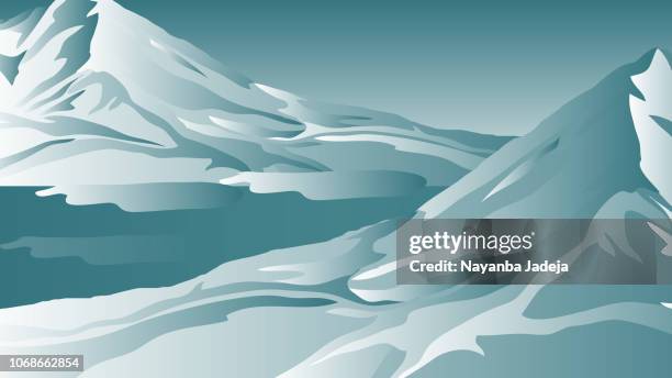 ilustrações de stock, clip art, desenhos animados e ícones de ice mountain landscape illustration - nepal