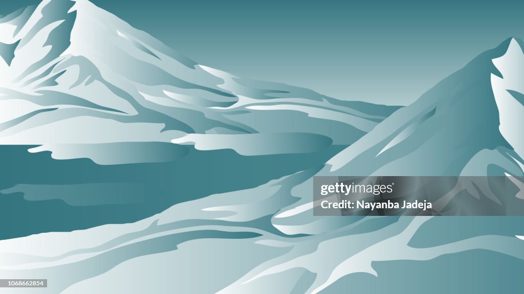 Ice Mountain landscape illustration