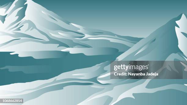 ice mountain landscape illustration - nepal stock illustrations