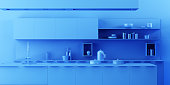 Interior Kitchen Background in Minimalist Monochrome Style