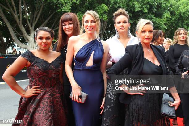 Rarriwuy Hick, Katrina Milosevic, Kate Jenkinson, Leah Purcell and Tammy MacIntosh attends the 2018 AACTA Awards Presented by Foxtel at The Star on...