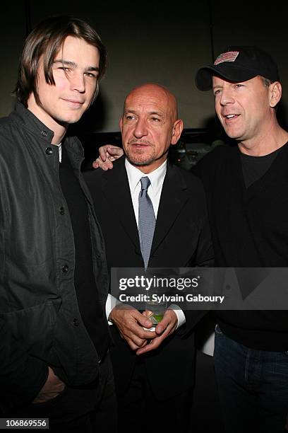 Josh Hartnett, Sir Ben Kingsley and Bruce Willis during The Weinstein Company's Premiere of "Lucky Number Slevin" after party at the Royalton Hotel...
