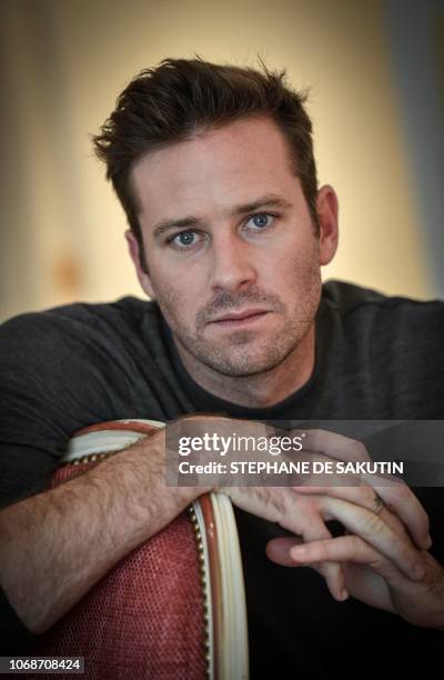 Actor Armie Hammer poses on December 4, 2018 at the Bristol palace hotel in Paris.