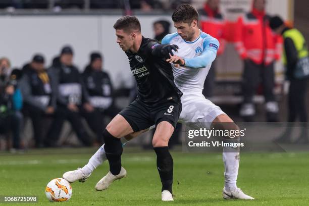 Luka Jovic of Eintracht Frankfurt, Duje Caleta Car of Olympique Marseille during the UEFA Europa League group H match between Eintracht Frankfurt and...