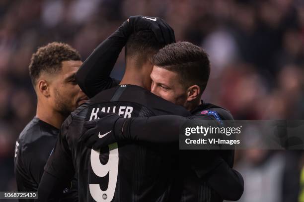 Sebastien Haller of Eintracht Frankfurt, Luka Jovic of Eintracht Frankfurt during the UEFA Europa League group H match between Eintracht Frankfurt...