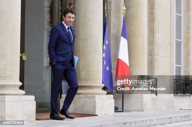 French Government Spokesman Benjamin Griveaux leaves the Elysee Palace after the weekly cabinet meeting on December 5, 2018 in Paris, France.