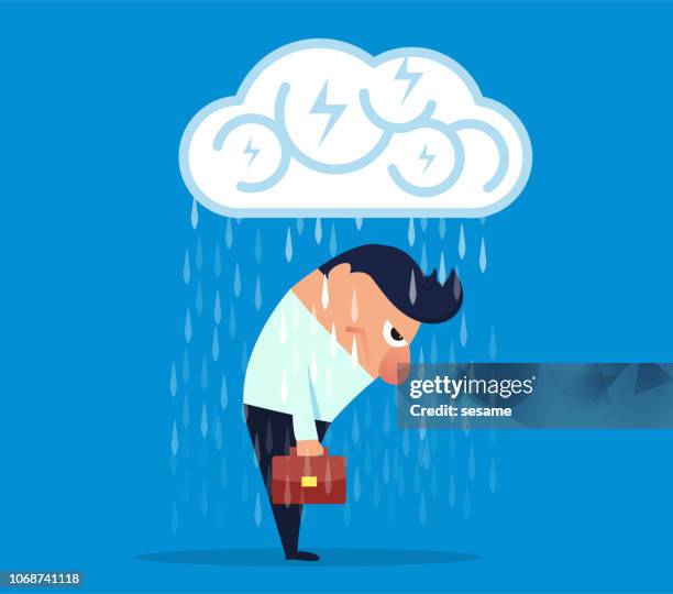 businessman's brain is put into countless bombs - wetter stock illustrations