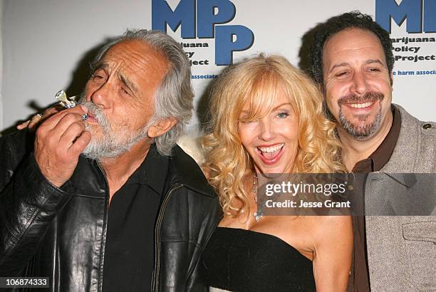 Tommy Chong, Shelby Chong and Josh Gilbert during Marijuana Policy Project Celebrity Fundraiser at the Playboy Mansion in Beverly Hills - March 30,...