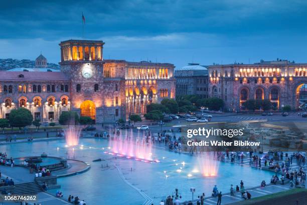 armenia, yerevan,  republic square, dancing fountains - the capital of the armenian city stock pictures, royalty-free photos & images