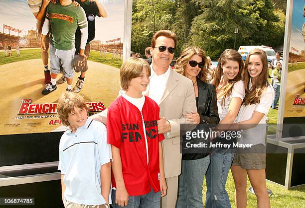 Arnold Schwarzenegger, Maria Shriver and family during "The Benchwarmers" Los Angeles Premiere - Arrivals and Baseball Game at Sunset Canyon...