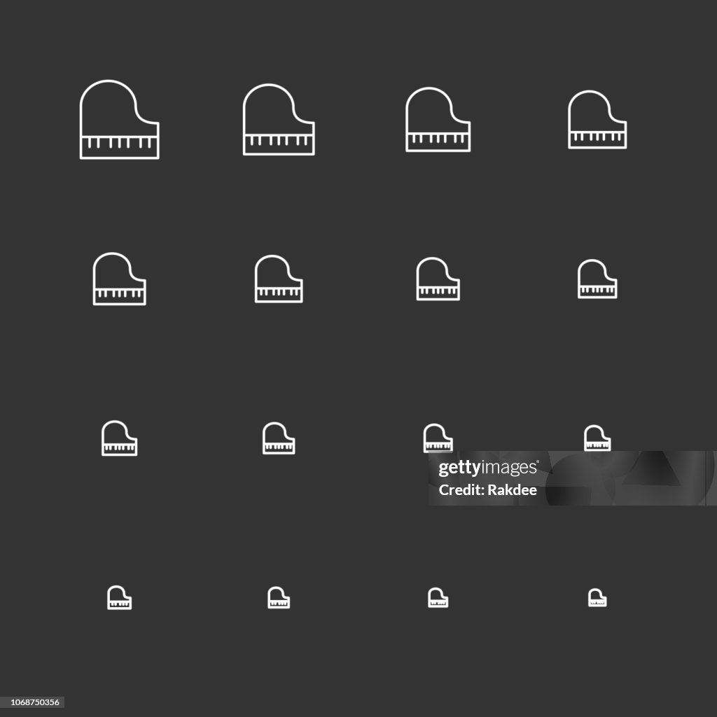 Piano Icons - White Multi Scale Line Series