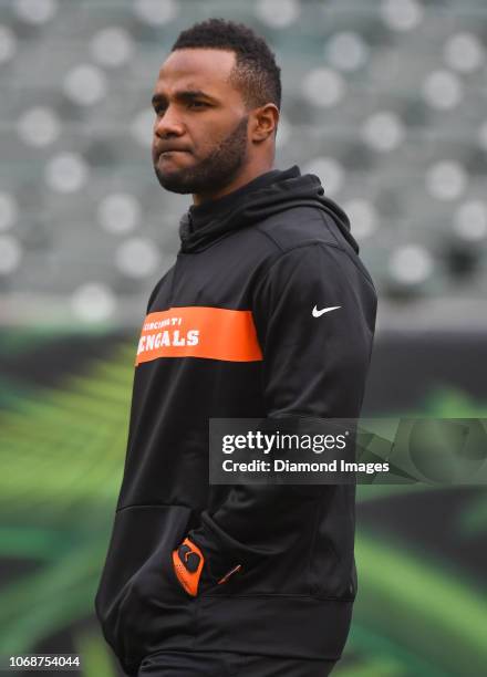 Running back Giovani Bernard of the Cincinnati Bengals on the field prior to a game against the Cleveland Browns on November 25, 2018 at Paul Brown...