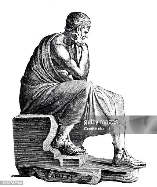 ilustrações, clipart, desenhos animados e ícones de estátua de aristoteles, filósofo grego - estátua