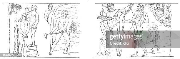 prometheus and the fate of man - titan stock illustrations