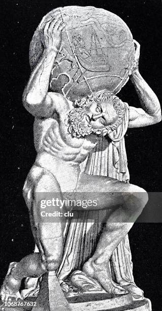 ilustrações, clipart, desenhos animados e ícones de estátua de mármore de atlas - atlas figura mitológica