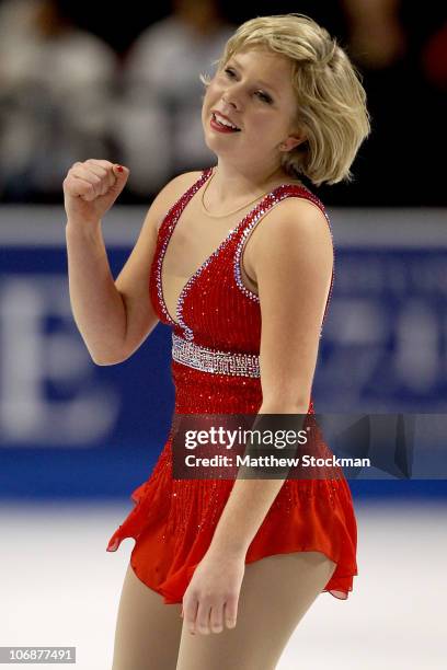 Rachael Flatt competes in the Ladies Free Skate during Skate America at Rose Garden Arena on November 14, 2010 in Portland, Oregon.