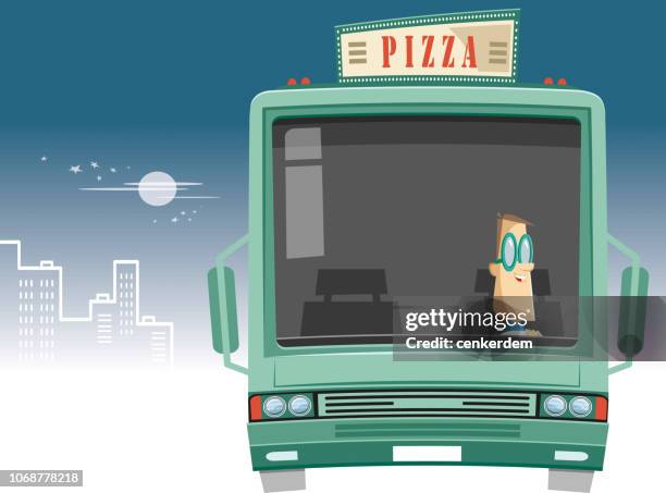 pizza delivery - takeout boxes stock illustrations