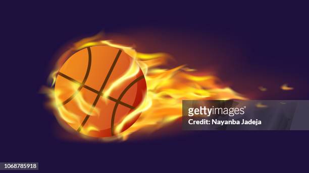 basketball auf feuer illustration - feuerball stock-grafiken, -clipart, -cartoons und -symbole