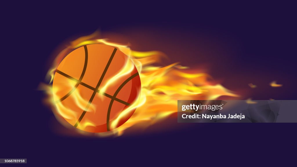 Bola de basquete na ilustração de fogo