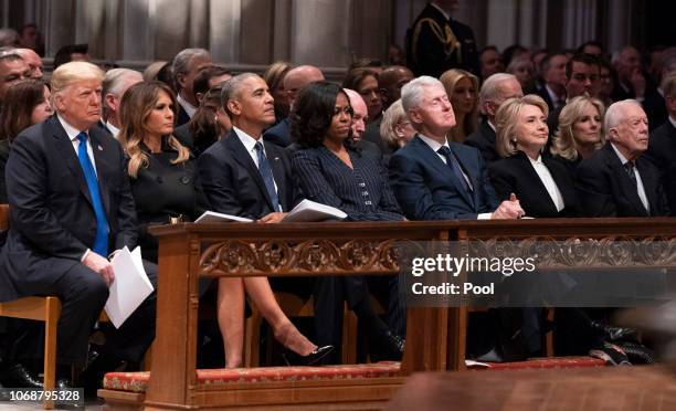 United States President Donald J. Trump, First Lady Melania Trump, former President Barack Obama, Michelle Obama, Bill Clinton, Hillary Clinton and...