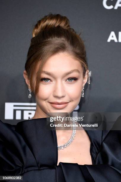 Gigi Hadid walks the red carpet ahead of the 2019 Pirelli Calendar launch gala at HangarBicocca on December 5, 2018 in Milan, Italy.