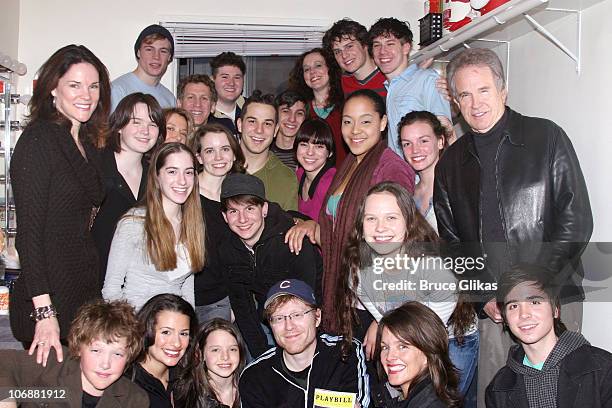 Warren Beatty and Annette Bening with their kids, Anthony Rapp, Alice Ripley, Carolyn McCormack and The cast of "Spring Awakening *EXCLUSIVE*