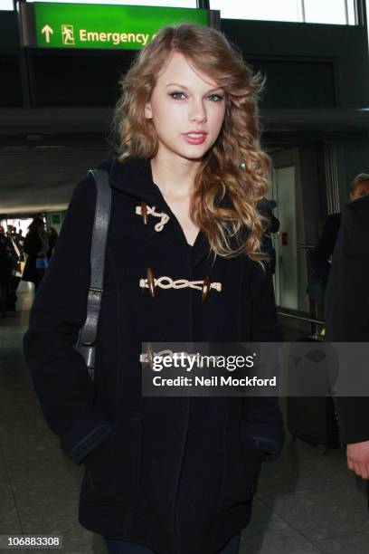 Taylor Swift sighted at Heathrow Airport on November 15, 2010 in London, England.