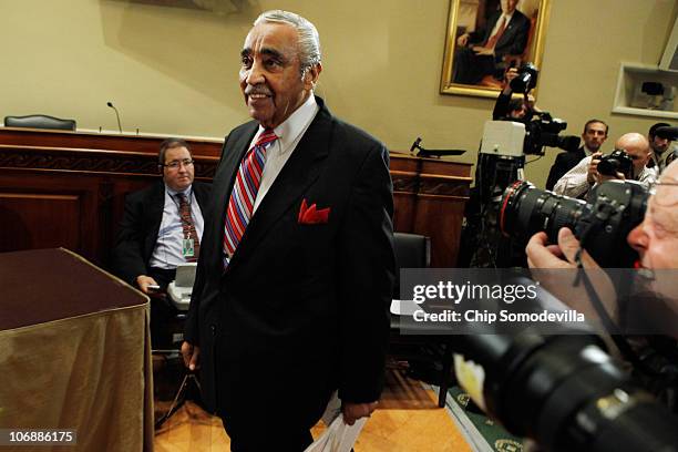 Rep. Charlie Rangel arrives for his House of Representatives ethics committee hearing in the Longworth House Office Building November 15, 2010 in...