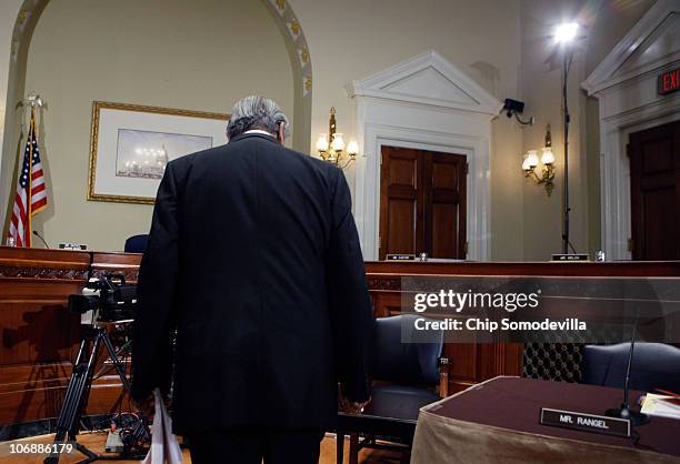 Rep. Charlie Rangel arrives for his House of Representatives ethics committee hearing in the Longworth House Office Building November 15, 2010 in...