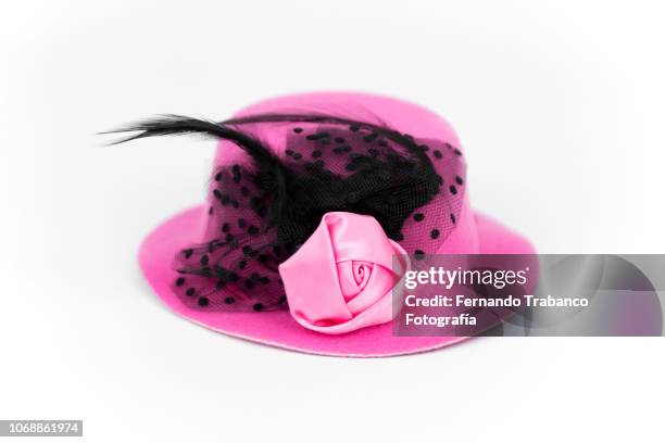 fancy hat - pink feathers stock pictures, royalty-free photos & images