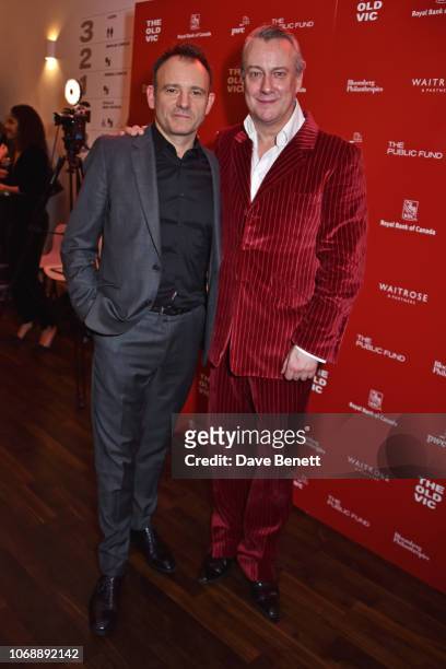 Matthew Warchus and Stephen Tompkinson attend the press night after party for "A Christmas Carol" at The Old Vic Theatre on December 5, 2018 in...