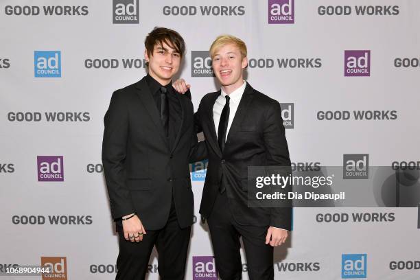 YouTube stars Colby Brock and Sam Golbach attend the Ad Council's 65th Annual Public Service Award Dinner at New York Hilton Midtown on December 5,...