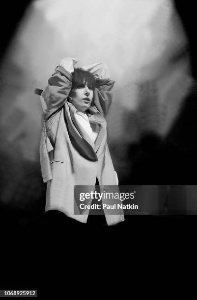 American musician Chrissie Hynde, of the group Pretenders, performs at the University of New Orleans Arena, New Orleans, Louisiana, February 2, 1987.