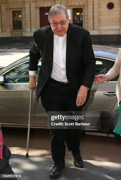 Cardinal George Pell exits a vehicle on December 6, 2018 in Melbourne, Australia.