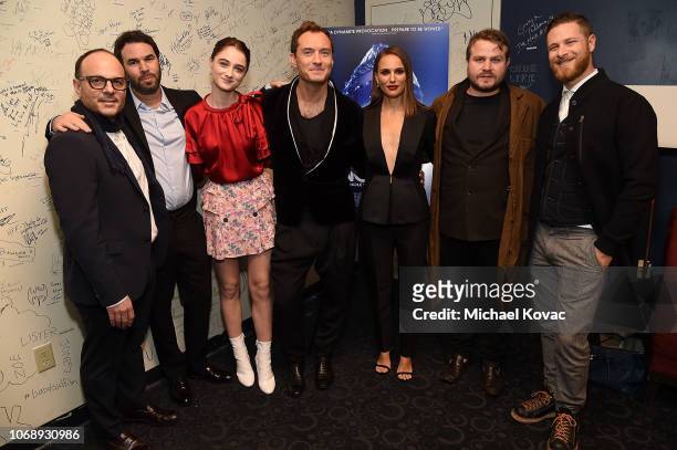 Robert Solerno, Brian Young, Raffey Cassidy, Jude Law, Natalie Portman, Brady Corbet, and DJ Gugenheim attend the Los Angeles Premiere of Neon's 'Vox...