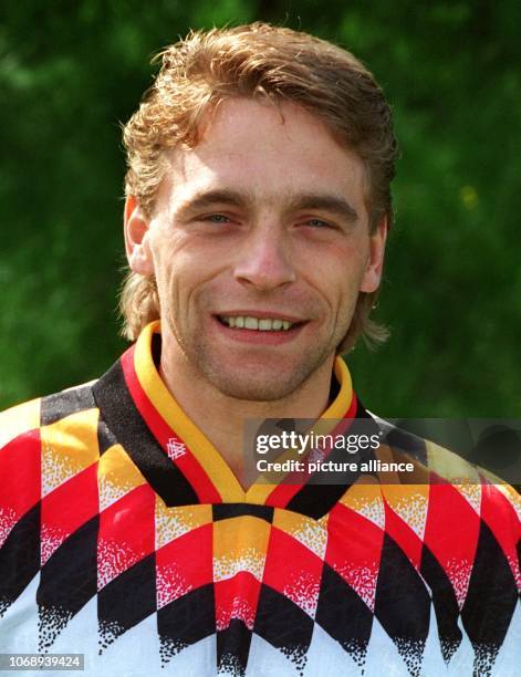 German midfielder Thomas Haessler pictured wearing his tricot in Germany, 20 May 2003. Haessler plays for the Italian soccer club AS Rome and is a...