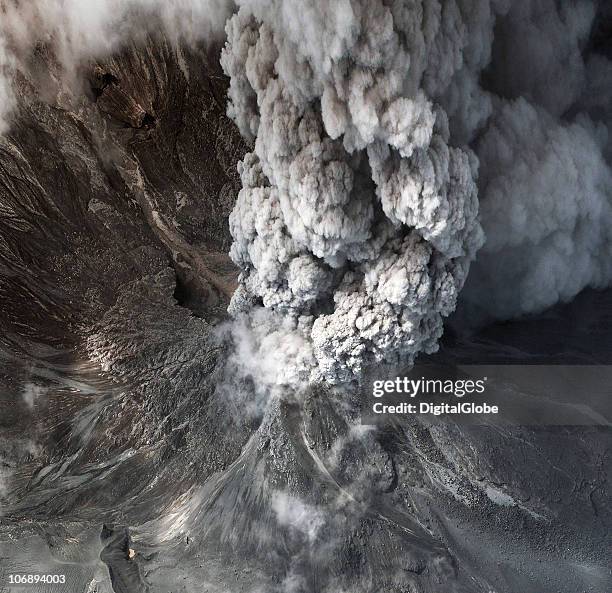 This satellite image shows the eruption and lava flow November 12, 2010 of Mount Merapi, Indonesia. In a series of eruptions that began October 26...