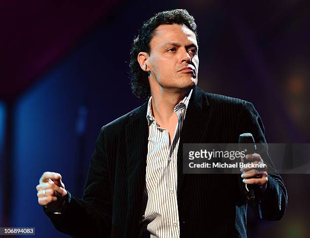 Singer Pedro Fernandez performs onstage at the 11th Annual Latin GRAMMY Awards Rehearsals day 3 held at the Mandalay Bay Events Center on November...